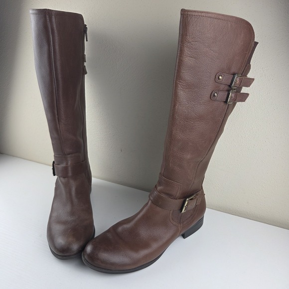 Naturalizer Shoes - NATURALIZER Women's Riding Boots Jessie Chocolate Brown Leather Zip Size 12 M